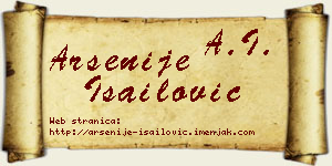 Arsenije Isailović vizit kartica